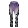 thumbnail image 4 of up to 60% off Gifts Usmixi Womens Capris Vintage Floral Plus Size Stretch Lightweight Cropped Pants Workout Sports Elastic Waist 3/4 Trousers with Pocket Purple XXXXXL, 4 of 5