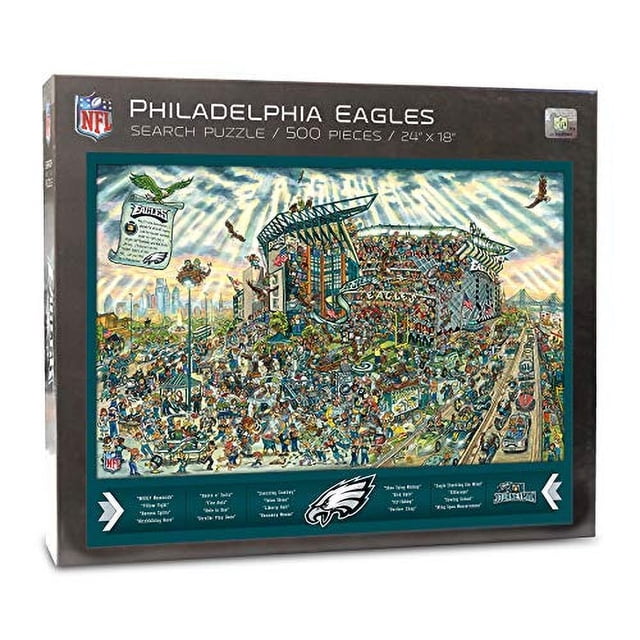 Rompecabezas Joe Journeyman de los Philadelphia Eagles de la NFL - 500 piezas en los colores del equipo, tamaño final de 18 x 24