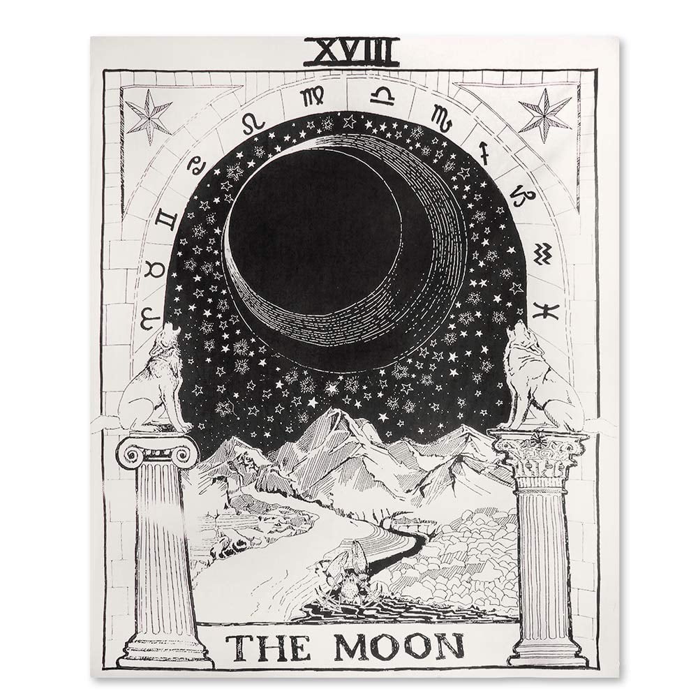 ZHENXI Mysterious Tarot Wall Tapestry Mysterious Medieval Europe Divination Home Decor Wall Tapestry Moon Star Sun Medieval Europe Divination Wall Hanging 
