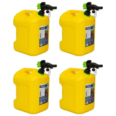 Scepter SmartControl RearHandle Diesel Gas Jug, 5 Gallon, 4 Pack, Yellow