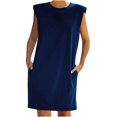 thumbnail image 2 of IROINNID Women's Sleeveless Shift Dress Round Neckline Sexy Loose Ladies Mini Dress Strapless Cap Solid Color Dress, 2 of 7