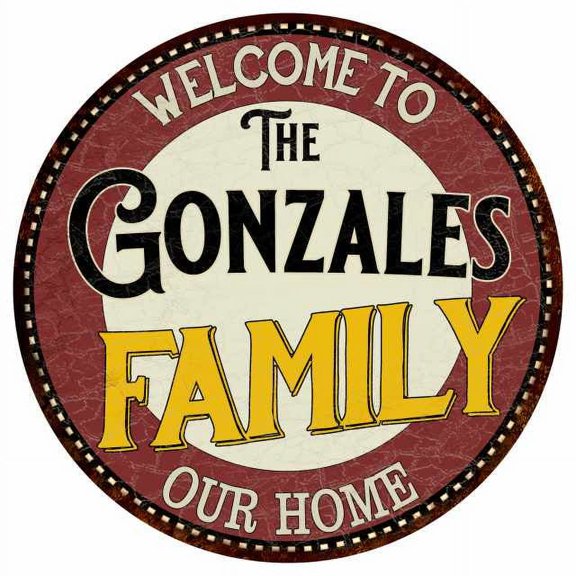 The Gonzales Family 14" Round Metal Sign Kitchen Game Room Decor 100140038111