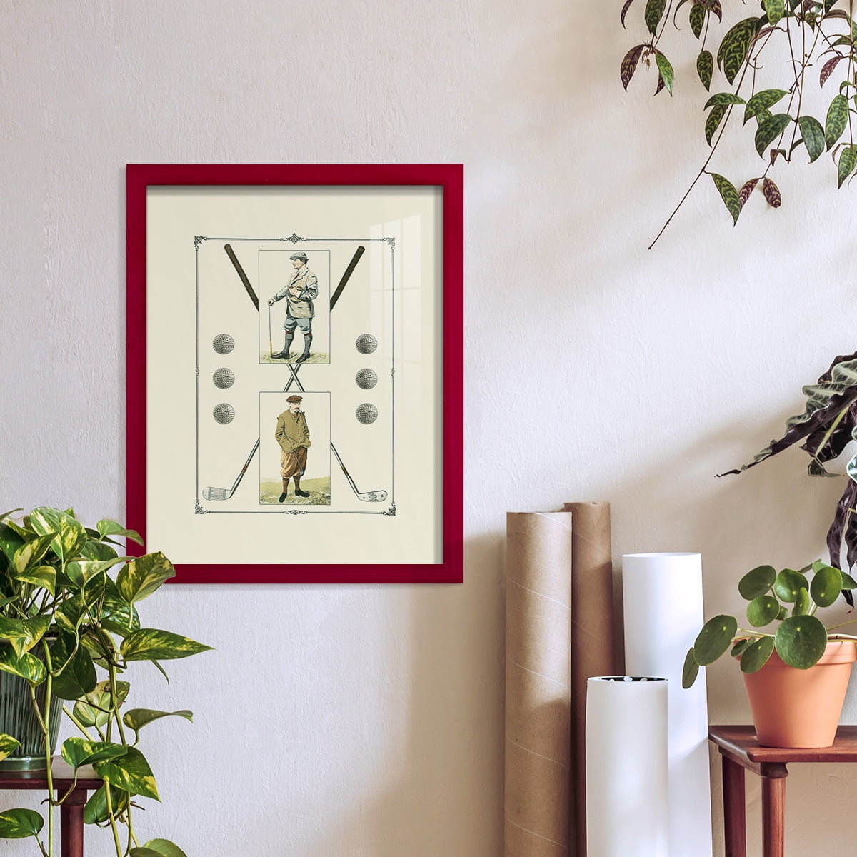 Golfers: John Henry & R. Maxwell -Framed Print w/glass-Cherry Red