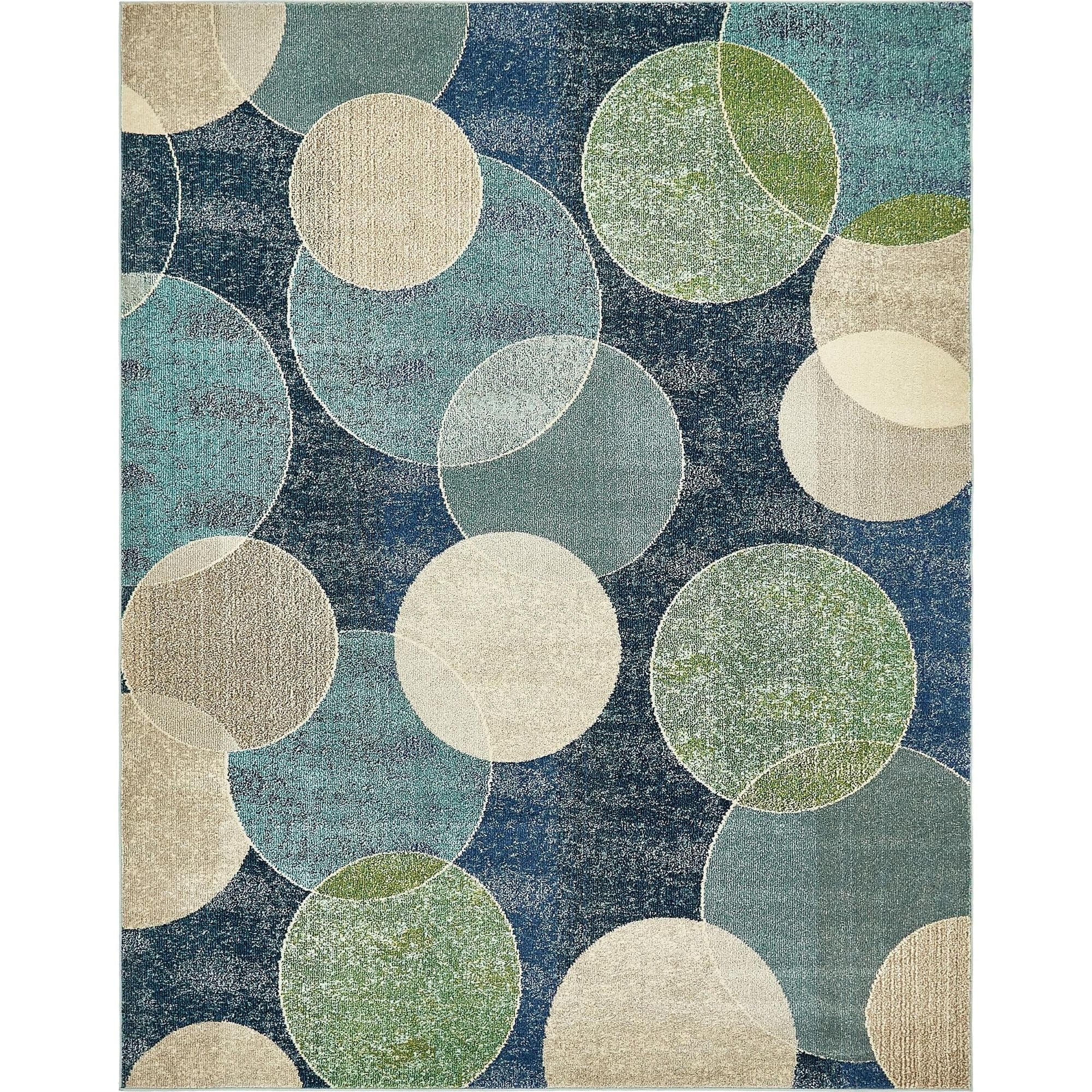 Unique Loom Indoor Rectangular Polka Dot Coastal Area Rugs Blue/Beige