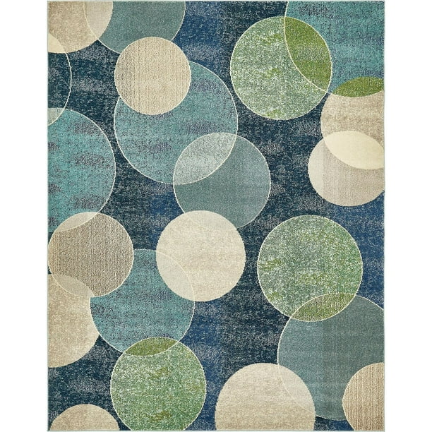 Unique Loom Indoor Rectangular Polka Dot Coastal Area Rugs Blue/Beige