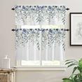 thumbnail image 2 of Eucalyptus Flowers Kitchen Curtains, Botanical Floral Leaves Gray Plaid 3-Piece Kitchen Curtain Valance and Tiers Set 24 Inch Length, Rod Pocket Half Window Curtains for Cafe Living Room Bathroom, 2 of 6