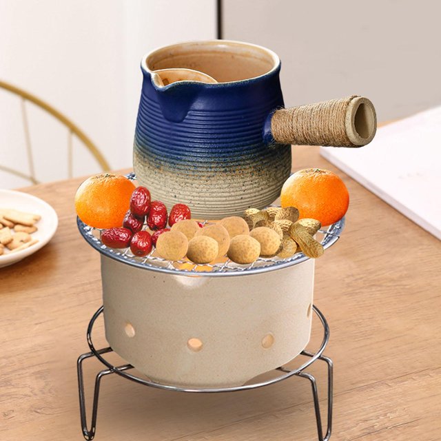 Tetera de cerámica Infusor de té, tetera portátil multiusos con mango lateral para casa de té, Camping, restaurante, pícnic al aire libre , azul perfecl Tetera