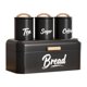 thumbnail image 2 of Juego de caja de pan con botes de cocina, decoración de cocina, juego de latas de pan duraderas Negro, 2 of 9