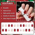 thumbnail image 3 of 24Pcs Christmas Press on Nails Short Square, French Tips Glossy Red False Nails Glitter Glue on Nails with Cute Elk Designs, Removable Stick on Nails, 3 of 5