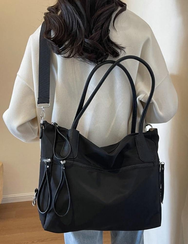Zhengup Large Handbags for Women Top-Handle Purse Roomy Casual Shoulder Crossbody Bags Nylon Travel Working Tote Purse