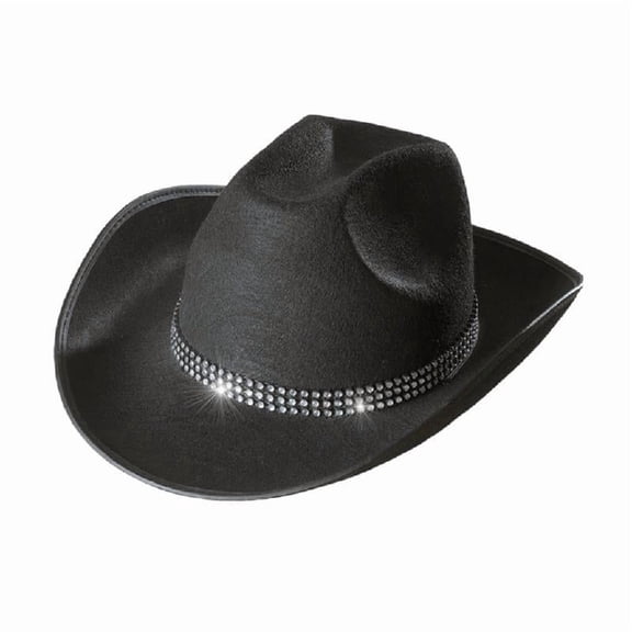 XISAOK Fashion Cowgirl Hat with Stripe of Rhinestones Wide Brim Cowboy Hat Washable