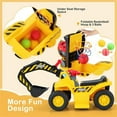 thumbnail image 4 of Pemberly Row Electric Kids Ride On Excavator Pretend Play Toy w/Basketball Hoop, 4 of 8