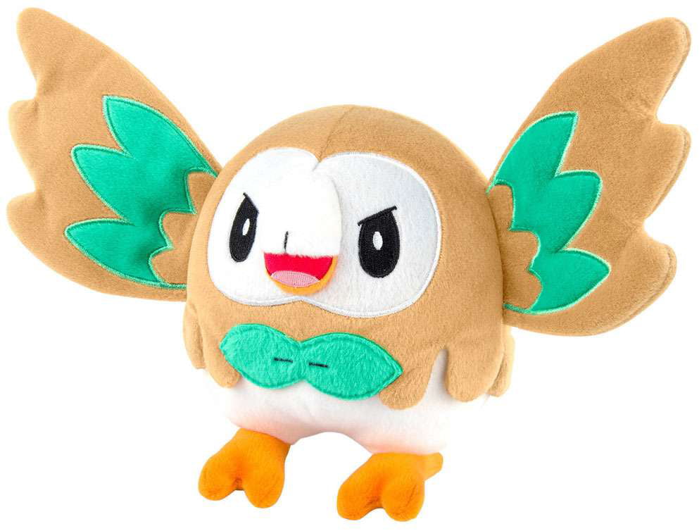 Wings Out Rowlet Pose Pokemon Rowlet 8 Inch Plush Toy