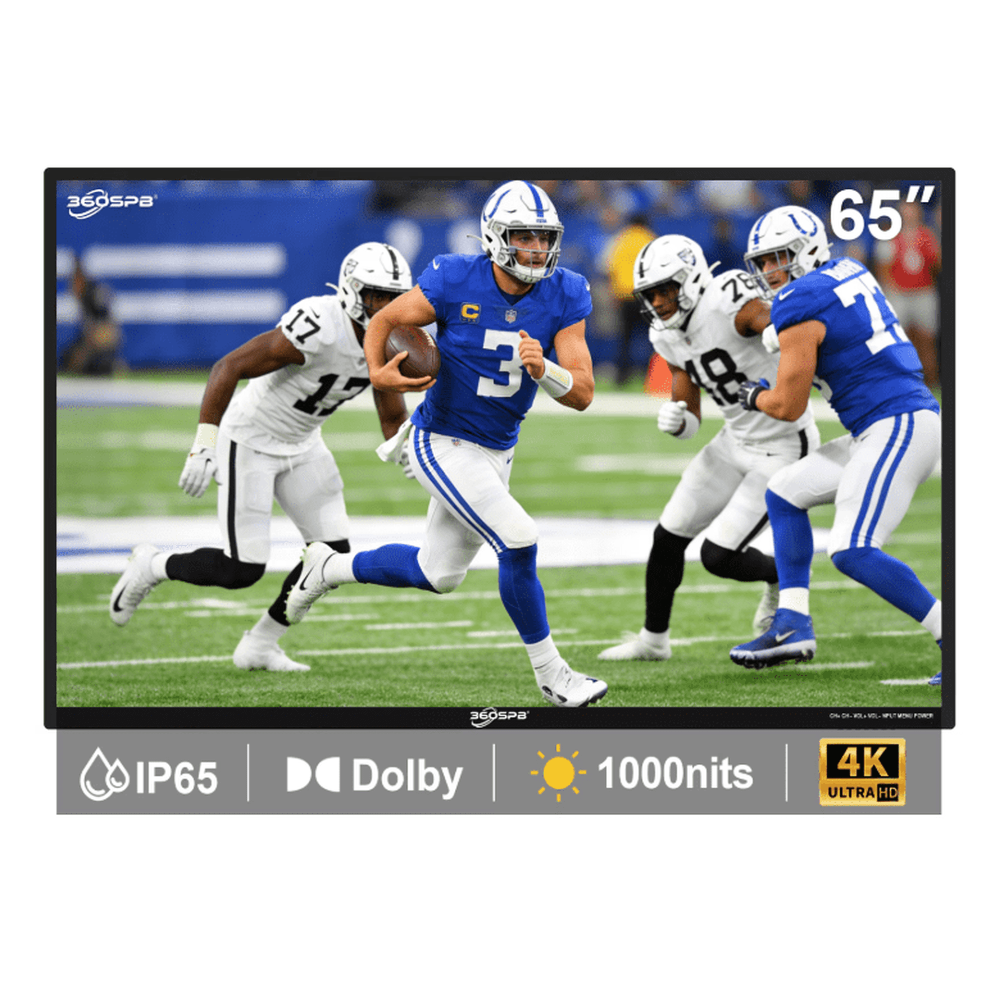 65'' 4K Outdoor Smart Google TV, 1000nits High Brightness Outdoor TVs, IP65 Waterproof TV, Voice Assistant Remote, Compatible with Dolby, Wide Viewing Angle Smart TV, Suitable for Partial Sun