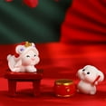 thumbnail image 3 of Sunjoy Tech 2Pcs Resin Rabbit Ornaments Miniature Chinese Year of The Rabbit Figurines for Home Office Decor, 3 of 8
