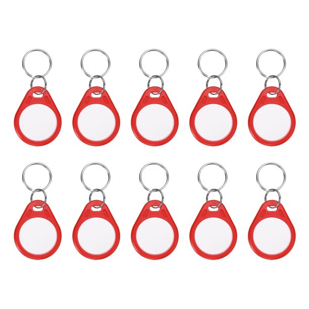 Uxcell 10 Pcs 13.56MHz Llaveros inteligentes regrabables para acceso, Rojo Blanco