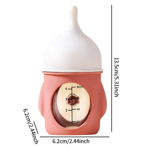 Botella de alimentación de mascotas, botella de alimentación de mascotas, botella de enfermería anti -recesionante reutilizable portátil, 80 ml para Rosa