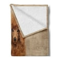 thumbnail image 2 of Poodle Soft Flannel Fleece Throw Blanket, Sunflower and Dog on a Wooden Background, Cozy Plush for Indoor and Outdoor Use, 70" x 90", Pale Brown Marigold, by Ambesonne, 2 of 5
