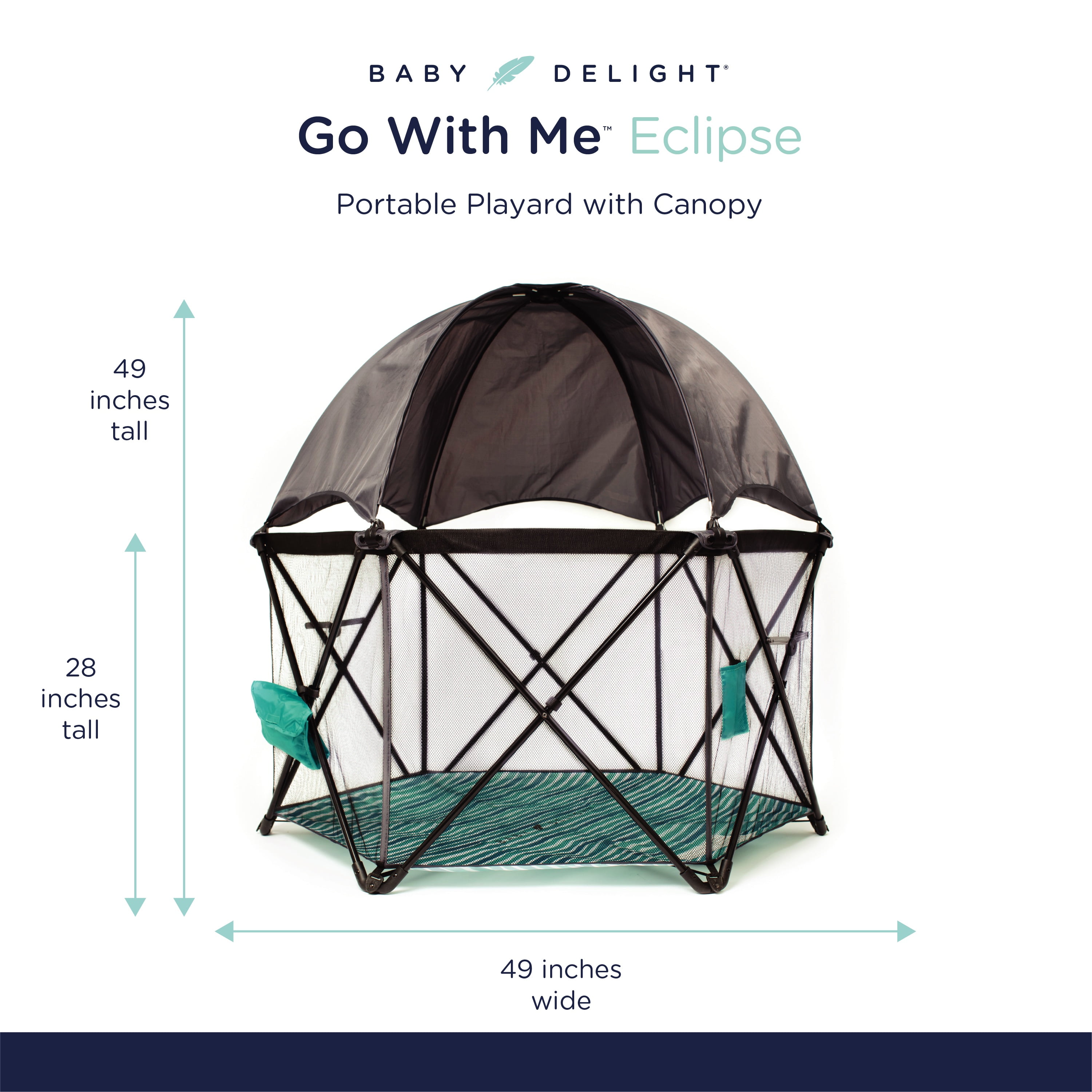 Go With Me Eclipse Portable Indoor & Outdoor Baby Playard with Canopy, Watercolor Stripe
