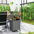 thumbnail image 2 of Outsunny Grill Table with Stainless Steel Top, Pizza Oven Table,  Dark Grey, 2 of 10