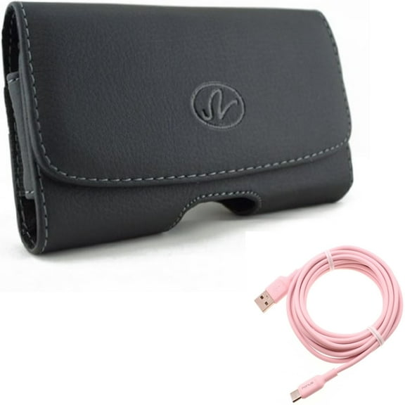 Case Belt Clip w 10ft Long USB-C Cable for Samsung Galaxy S20 Fan Edition - Leather Swivel Holster Loops, Pink Charger Cord Power Wire Type-C fits Galaxy S20 FE (Fan Edition)