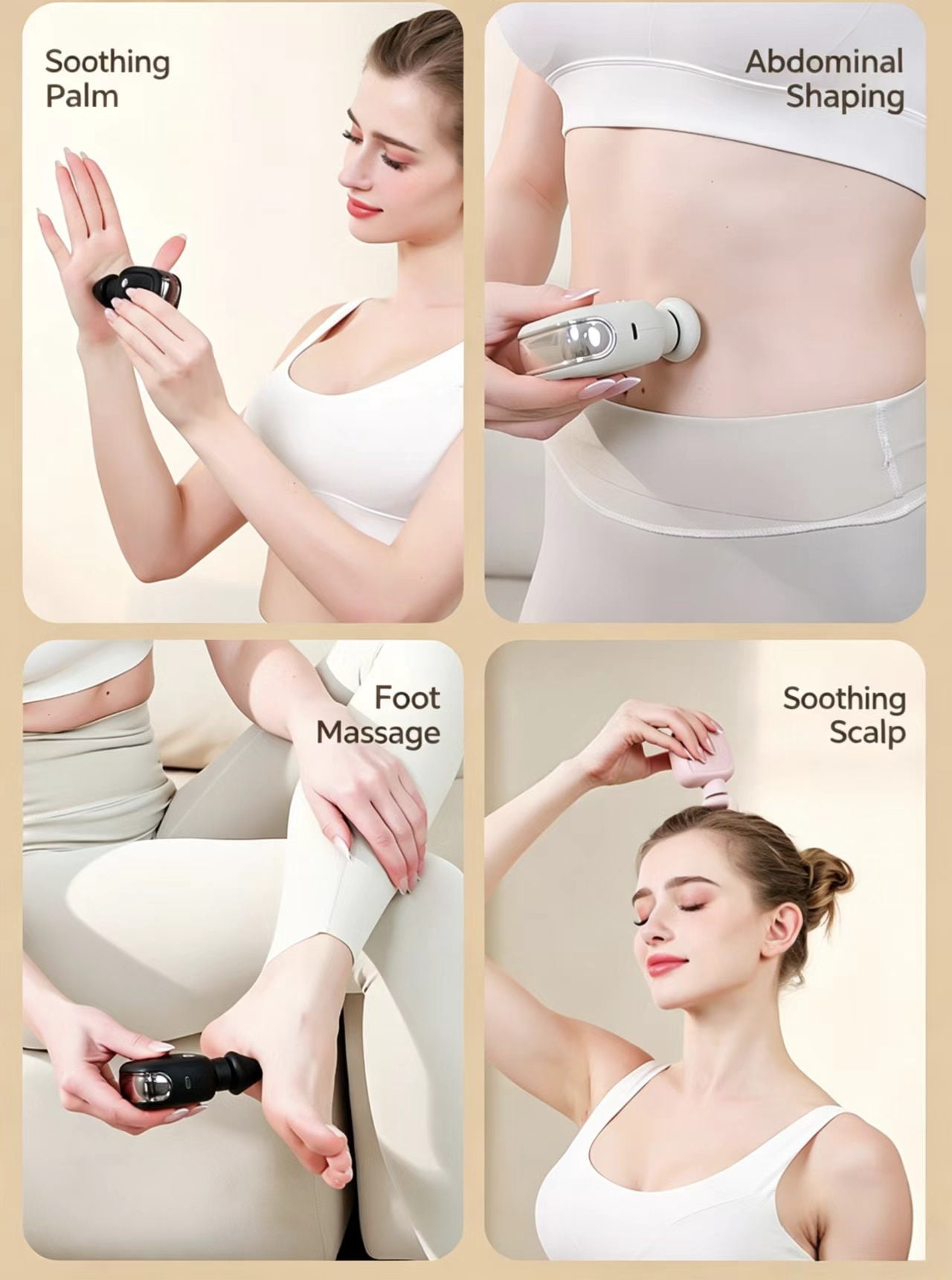 Mini Massage Gun Portable Deep Tissue Percussion Muscle Massager Lightweight Handheld Electric Quiet for Pain Relief Travel Gifts    white