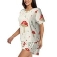 thumbnail image 2 of Bixox Women's Flat Mushrooms Printed Pajama Set 2 Piece Lounge Set Top and Shorts Soft Pajamas, Shorts with Pockets, 2 of 7