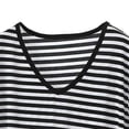 thumbnail image 5 of Xdegoge T-Shirt for Women V Neck Cap Sleeve Casual Loose Fit Striped Print Classic Nautical Style Breathable Cotton Blend Soft Everyday Wear Summer Knit Tops, 5 of 5