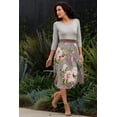 thumbnail image 2 of Grey Floral with Mocha Band Midi Dress, 2 of 5