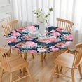 thumbnail image 3 of Pioneer Flower Floral Print Pattern Round Fitted Tablecloth with Elastic Edge,Dining Table Cover Waterproof,Outdoor Round Tablecloth for Camping,Dining,Indoor and Outdoor, 3 of 7