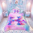 thumbnail image 2 of meiyoeat Flower Butterfly Initial Rainbow Twin Duvet Cover, Watercolor Galaxy Stars Twin Bedding for Girls, Colorful Star Reversible, 2-Piece, 1 Duvet Cover and 1 Pillowcase, 2 of 6