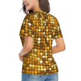 thumbnail image 3 of Vsdgher Bright Shiny Golden Women Shirts V Neck Short Sleeve Tops T-Shirt Basic Tees, S to 3XLXX-Large, 3 of 5