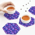thumbnail image 6 of Bingfone Vintage blue Skull purple flower1 Leather Drinks Coasters with Set of 6,Suitable for Home Kitchen,Coffee Cup Coasters Home Gift, 6 of 7