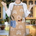 thumbnail image 6 of Brown Boho Bohemia Rainbow Hearts Pattern Apron-Garden Aprons for Women with Pockets-Cotton Linen Waterproof Kitchen Cooking Gardening Aprons Adjustable for Kitchen,Cooking,BBQ and Salon 33x27 Inch, 6 of 7