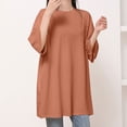 thumbnail image 4 of Ashirexll T-shirts, Short Sleeve Tops for Women, Fashion Solid Color Casual Short Sleeve Loose T-shirt Round Neck Top, 4 of 4