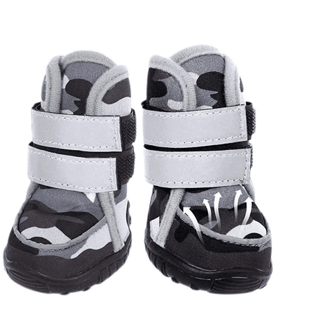 Dog Boots Waterproof Camo Dog Shoes  Outdoor Hiking Dog Booties Reflective Pet Sneakers with Rugged Anti-Slip Sole  Camouflage Dog Paw Protectors for Small Medium and Large Dogs
