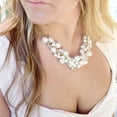 thumbnail image 7 of Elegant Clustered Pearl Statement Necklace with Crystal Accents Jewelry Necklace Gold, 7 of 7
