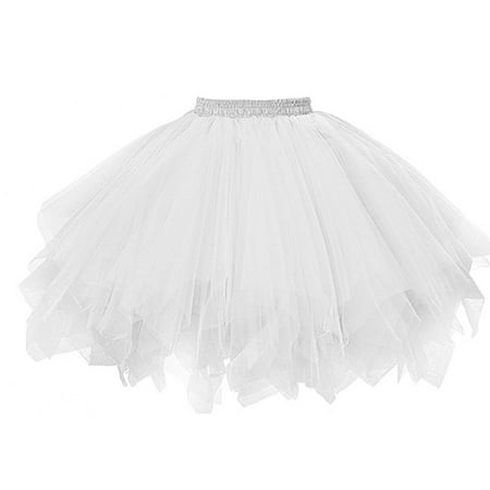 Ruziyoog Womens 1950s Vintage Pleated Tullet Skirt Gauze Short Adult Tutu Skirt Half Slip Dancing Bubble Petticoats Skirt White