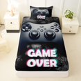 thumbnail image 3 of Homewish Modern Gaming Controller Twin Sheets,Game Over Print Bedding,Black,3-Piece,1 Fitted Sheet and 1 Pillowcase, 3 of 6