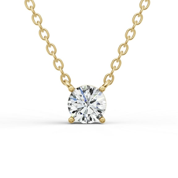 Lab Grown 1 Carat Floating Round Shaped Diamond Solitaire Pendant in 14K Yellow Gold. Sample Image Final Product May Vary.