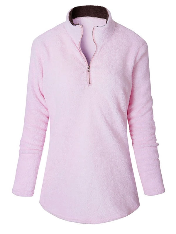topcobe Women's Outwear 1/4 Zipper Warm Collar Tops, / Blue / Pink Long Sleeve Warm Fleece