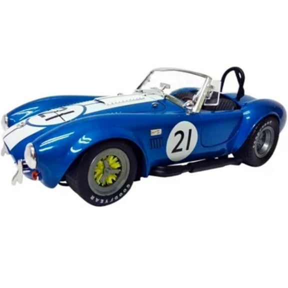 Shelby Collectibles SC112 No. 21 Metallic with White Stripes 1 by 18 Diecast Model Car for Shelby Cobra 427 S-C, Blue
