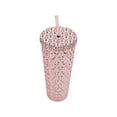 thumbnail image 2 of Holiday Time 26 oz Plastic Double Wall Insulated Textured Tumbler with Straw, Pink Metallic, 2 of 6