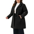 thumbnail image 4 of Agnes Orinda Women's Plus Size Winter Coats Notch Lapel Single Breasted Jacket Trendy Dressy Mid Length Pea Coat with Pocket 2025 2X Black, 4 of 6
