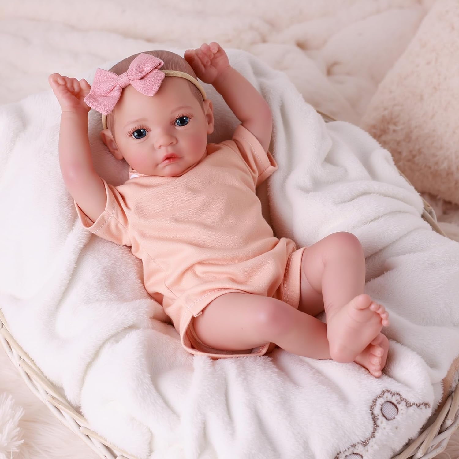 RSG 20 Inch Lifelike Reborn Baby Dolls Soft Cloth Body Handmade Real Life Dolls with Clothes Accessories for Kids Age 3+