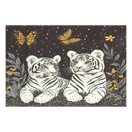 

Ryvnso 1 Piece Placemats Tigers and Butterflies Dining Mats Heat-Resistant Non-Slip Washable Table Mat