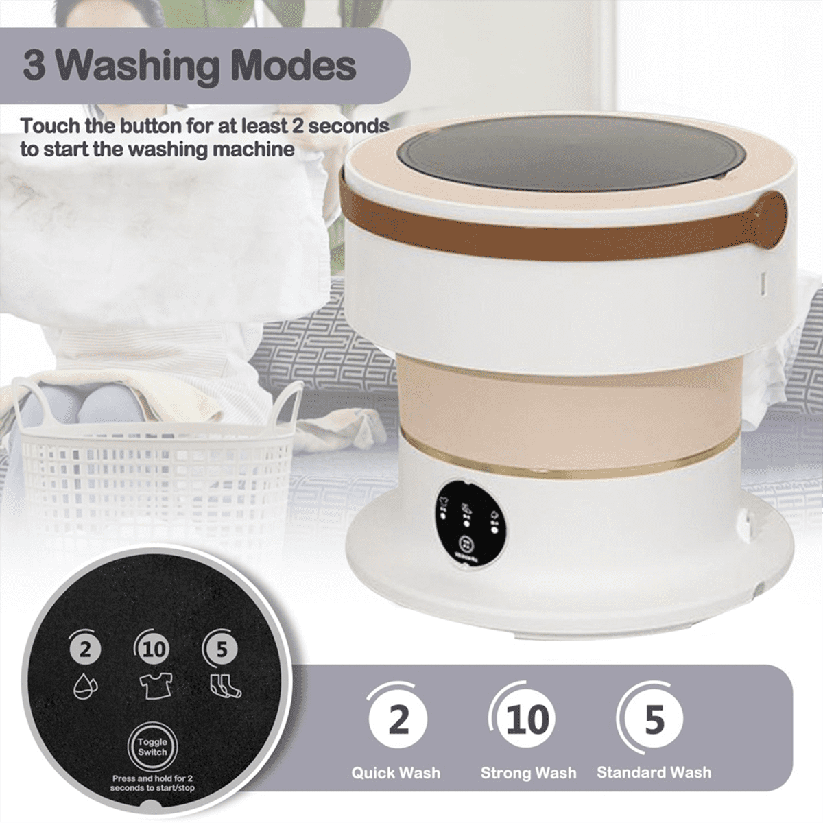 Mini Washing Machine 8L Foldable Washing Machine and Dryer Washer Suitable for Apartments, Dormitories, Hotel US Plug