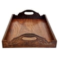 thumbnail image 3 of Benzara Wooden Serving Tray With Brass Inlay Work, Brown, 3 of 4