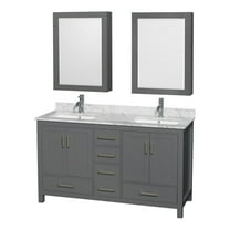 Wyndham Collection Sheffield 60" 4-door Wood Double Bathroom Vanity in Dark Gray