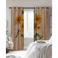 thumbnail image 4 of Sunflower Kitchen Curtains Vintage Summer Botanical Wooden Farmhouse Cafe Short Curtains for Bathroom Blackout Window Curtain Grommet Small Window Treatment Drapes for Bedroom Living Room 42"x45"x2, 4 of 9